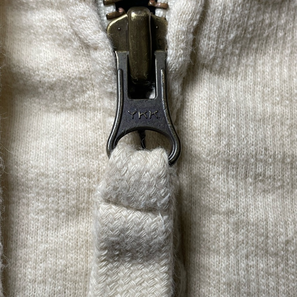 Old Navy Y2K Cream Hooded Short-Sleeve Zip Sweatshirt Bubble Sleeve Large - Picture 6 of 9